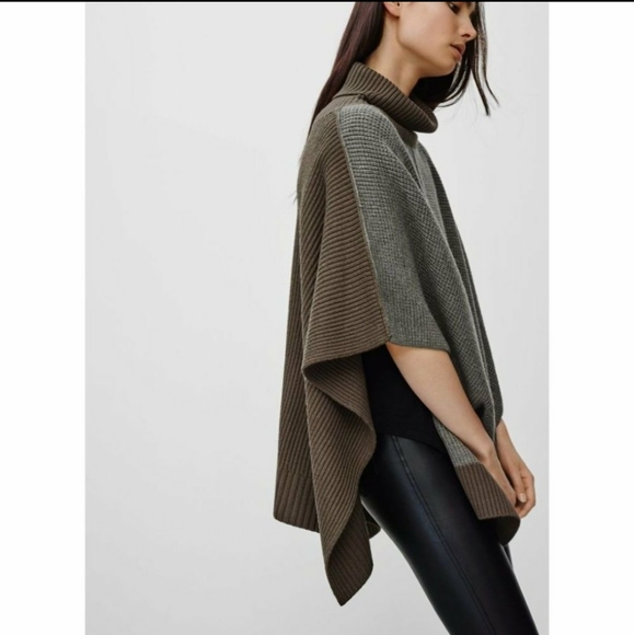 Aritzia Wilfred Free Wellsh Turtleneck Wool Poncho Sweater - Picture 2 of 14